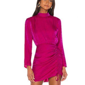 Yasmine Long Sleeve Minidress In Fuchsia